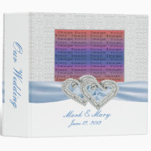 Custom Hearts Ice Blue Ribbon Photo Binder