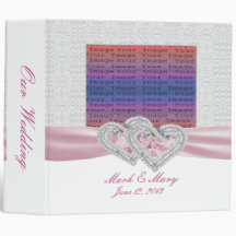 Custom Hearts Pastel Pink Ribbon Photo Binder
