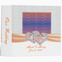 Custom Hearts Tangerine Ribbon Photo Binder