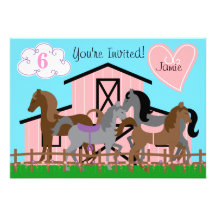 Custom I Love Horses Birthday 5x7 Invitation