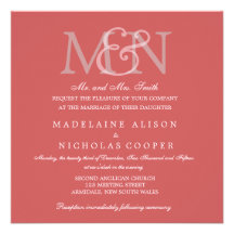 Custom indigo red modern wedding invite