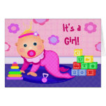 Custom It's A Girl Announcement Greeting Card