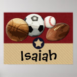 Custom Kids Name Allstar Sports Wall Art Poster posters
