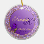 Custom Lavender Purple Maid Of Honour Keepsake Christmas Tree Ornament