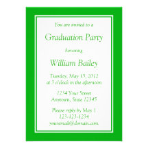 Custom Medium Green Invitation with Green Text