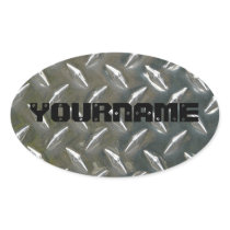 Custom Metal Work Name plate Oval Stickers