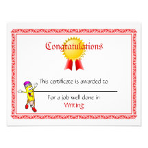 Custom Mini Award Certificates Invitations