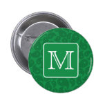 Custom Monogram. Dark Green Paisley Pattern. Pinback Buttons