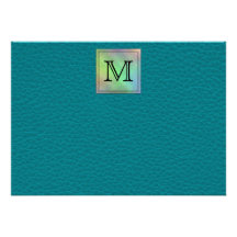 Custom Monogram Image on Teal Pattern. Invites