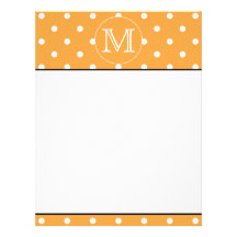 Custom Monogram. Orange and White Polka Dot. Custom Letterhead