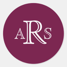 Custom Monogram Three Letter Wine Wedding Seal Stickers