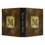 Custom Monogram. Vintage Brown Leather Effect binders