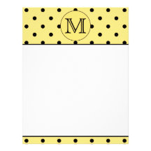 Custom Monogram Yellow and Black Polka Dot Pattern Letterhead