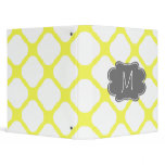 Custom Monogram Yellow and White Art Deco Pattern Binders
