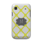Custom Monogram Yellow and White Art Deco Pattern Samsung Galaxy Cases