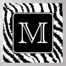 Custom Monogram, Zebra Pattern Animal Print.
