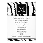 Custom Monogram, Zebra Pattern Animal Print. Custom Invitation