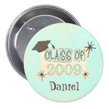 Custom Name Boy's Retro Style Graduation Button