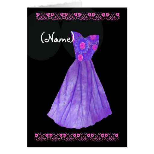 CUSTOM NAME Bridesmaid Invitation PURPLE Gown Card