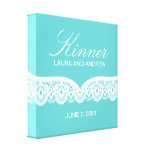 Custom Name Canvas with Lace (teal) Gallery Wrapped Canvas