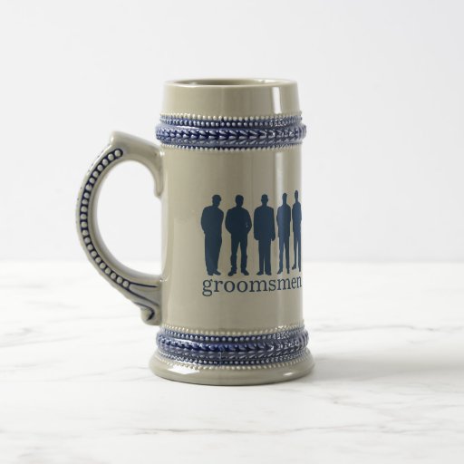 Custom name groomsman bachelor blue beer stein coffee mugs