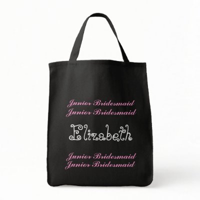 Custom Name JUNIOR BRIDESMAID Bag BLACK by JaclinArt