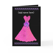 Custom Name - JUNIOR BRIDESMAID Card Pink Gown
