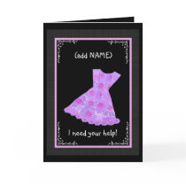 CUSTOM NAME Junior Bridesmaid LILAC PURPLE Dress Greeting Cards