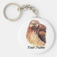 Custom Name or Business Red Tailed Hawk, Bird Key Chain