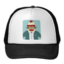Custom Name or Monogram Sock Monkey Boy Hats