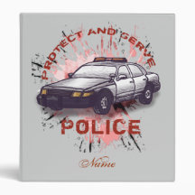 Custom Name Police Car Vinyl Binder