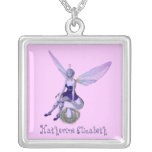 Custom Name Purple Fairy Illustrated Necklace