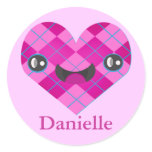 Custom Name Smiley Argyle Kawaii Heart Sticker