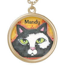 Custom Name Tuxedo Cat Necklace