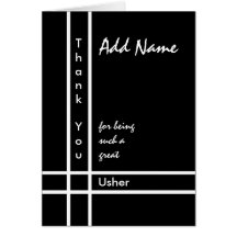 Custom Name - Usher Wedding Thank You Cards