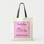 CUSTOM NAME World's Best 4th Grade Teach Teacher Bags
