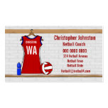 Custom Netball Uniform Red with Blue and White Business Card Templates