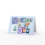 Custom new baby card announcement for Nathan