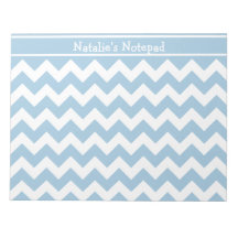 Custom Notepad or Jotter, Blue and White Chevrons