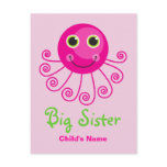 Custom Octopus Big Sister Child's Name Postcard