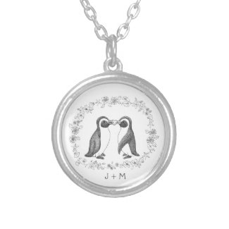 Custom Penguins Wedding Anniversary Gift Necklace