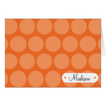 Custom Personalized Name Big Orange Polka Dots Greeting Card