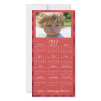 Custom Photo 2012 Calendar Card Template (Red)