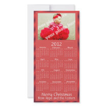 Custom Photo 2012 Calendar Christmas Card Red Photo Card Template