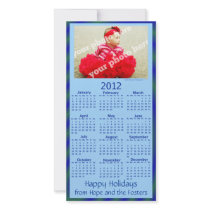 Custom Photo 2012 Calendar Holiday Card Blue Custom Photo Card