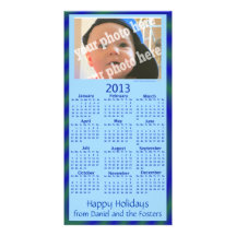 Custom Photo 2013 Calendar Holiday Card Blue Personalized Photo Card