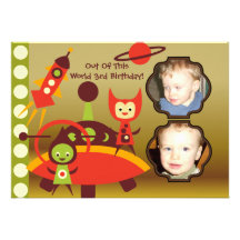Custom Photo Alien Invasion Birthday Invitation