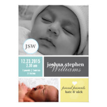 Custom photo block baby boy announcemet announcement