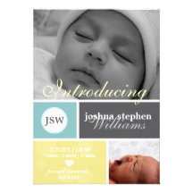 Custom photo block baby boy announcemet custom announcements