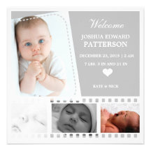 Custom photo film baby boy birth announcement